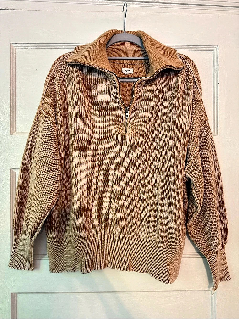 Aerie So Nostalgic Quarter Zip Sweater Brown XS